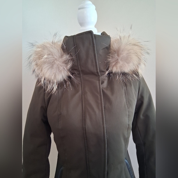 SAOIA & KYO Fur Trim Down Darkgreen Coat Size XS - Picture 8 of 10